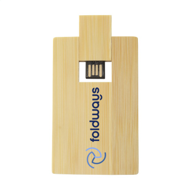 Logo trade promotional giveaways image of: CreditCard USB Bamboo 64 GB