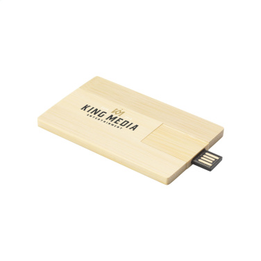Logotrade promotional item image of: CreditCard USB Bamboo 64 GB