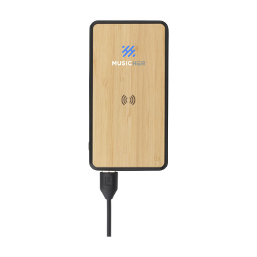 Logo trade advertising products picture of: Boru Bamboo RCS Recycled ABS Powerbank Wireless Charger