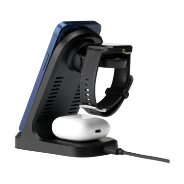 Logo trade promotional gift photo of: Triple-Up RCS Recycled ABS Wireless Charger Stand