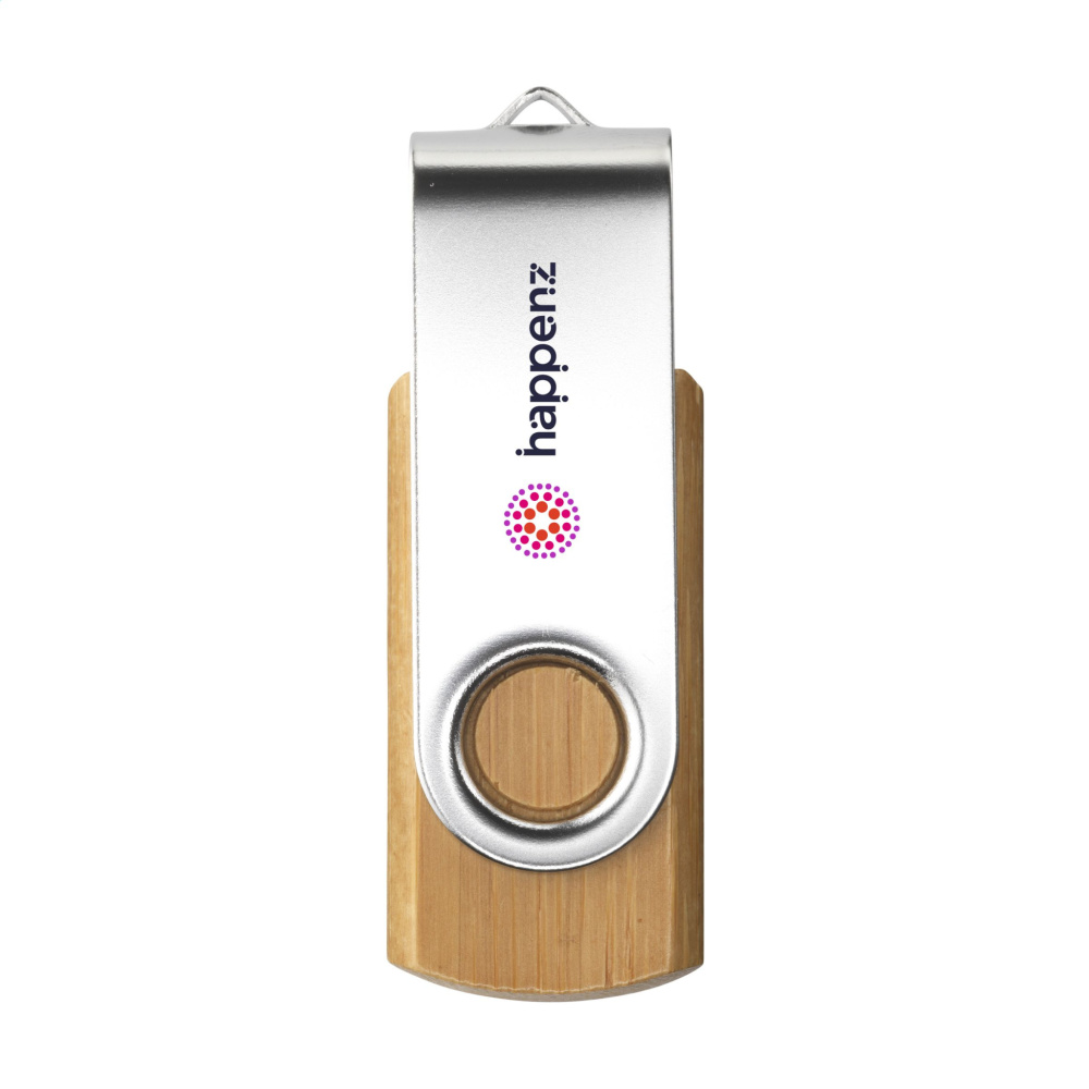 Logo trade promotional gift photo of: USB Twist Bamboo 64 GB