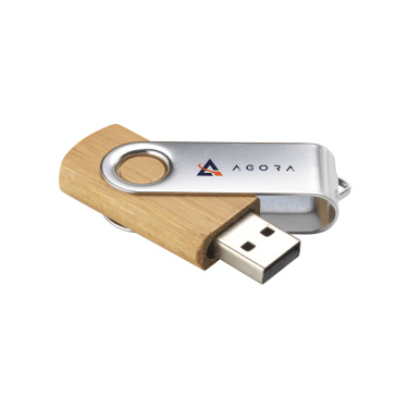 Logotrade corporate gift image of: USB Twist Bamboo 64 GB