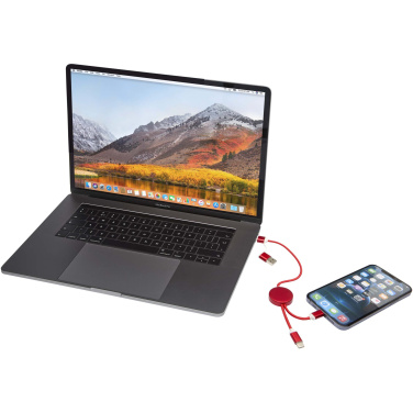 Logo trade corporate gifts image of: Alasia 5-in-1 recycled aluminium and plastic 30 cm data sync and 27W fast charge cable