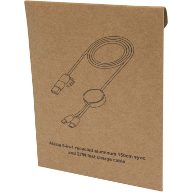 Logotrade promotional merchandise image of: Alasia 5-in-1 recycled aluminium and plastic 150 cm data sync and 27W fast charge cable