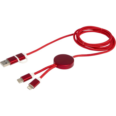 Logo trade advertising product photo of: Alasia 5-in-1 recycled aluminium and plastic 150 cm data sync and 27W fast charge cable