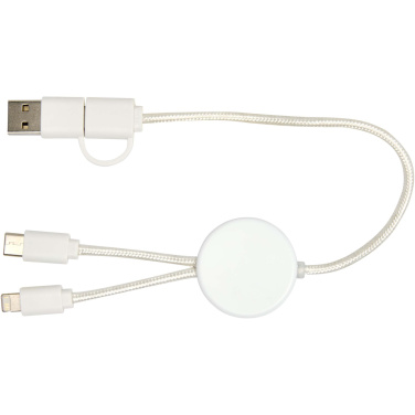 Logo trade business gifts image of: Citala 5-in-1 recycled plastic 30 cm data sync and 27W fast charge cable