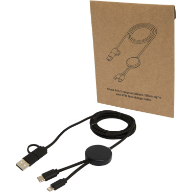 Logotrade advertising products photo of: Citala 5-in-1 recycled plastic 150 cm data sync and 27W fast charge cable