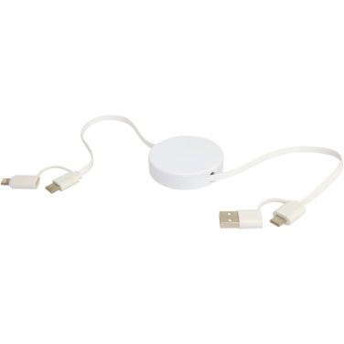 Logo trade promotional merchandise photo of: Citala 5-in-1 recycled plastic 90 cm retractable data sync and 40W fast charge cable