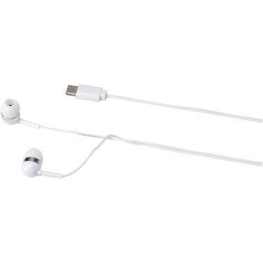 Logo trade promotional merchandise image of: Dofida wired Type-C earbuds with recycled plastic storage box