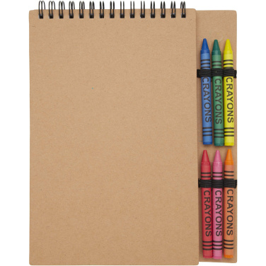Logo trade promotional products image of: Doodle A5 spiral soft cover notebook and crayon set