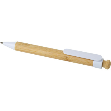 Logo trade advertising product photo of: Rattan bamboo and recycled plastic ballpoint pen (black ink)