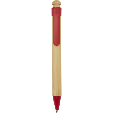 Logotrade promotional merchandise picture of: Rattan bamboo and recycled plastic ballpoint pen (black ink)