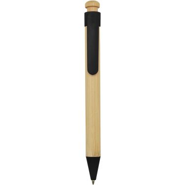 Logotrade corporate gift picture of: Rattan bamboo and recycled plastic ballpoint pen (black ink)