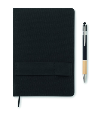 Logo trade promotional gifts image of: A5 RPET notebook with pen