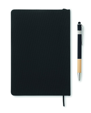 Logo trade promotional merchandise picture of: A5 RPET notebook with pen
