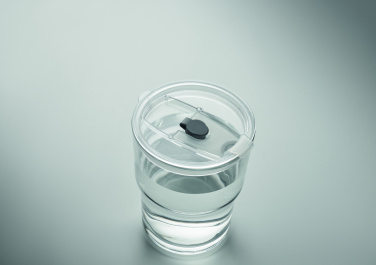 Logo trade promotional merchandise picture of: Glass tumbler with straw 400ml