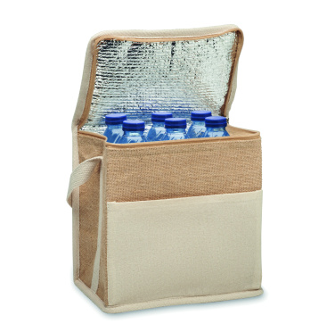 Logo trade promotional merchandise picture of: Jute and canvas cooler bag 3L