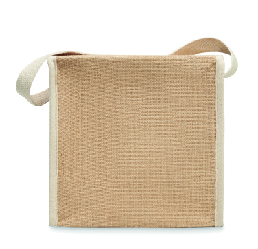 Logo trade promotional gifts image of: Jute and canvas cooler bag 3L