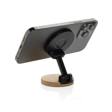 Logotrade promotional gift picture of: Magmount RCS recycled plastic and bamboo phone stand