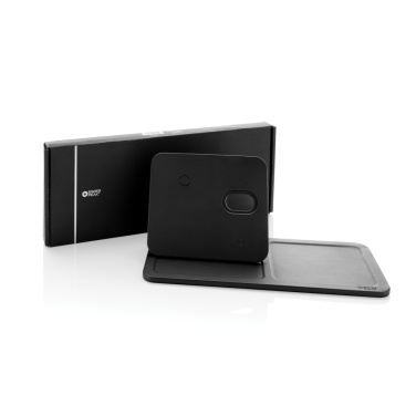 Logotrade advertising products photo of: Swiss Peak 3 in 1 RCS recycled PU wireless charger desk tray
