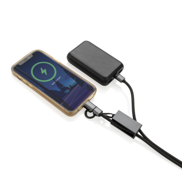 Logo trade promotional gifts picture of: Terra RCS recycled PET phone cord with dual charge cable