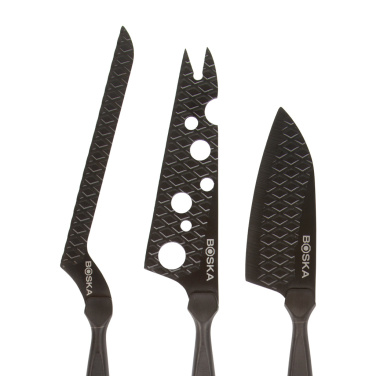 Logo trade promotional gifts picture of: BOSKA Cheese Knife Set Monaco+ Black
