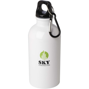 Logotrade promotional giveaway picture of: Oregon 400 ml RCS certified single wall stainless steel water bottle with carabiner