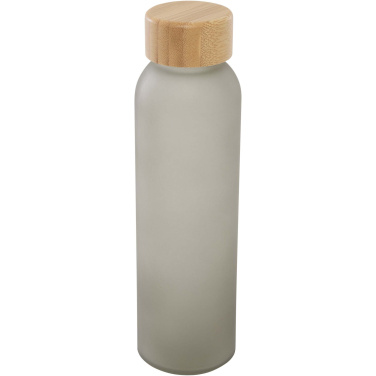 Logo trade business gifts image of: Lume 500 ml matte soda lime glass bottle with bamboo lid
