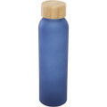 Lume 500 ml matte soda lime glass bottle with bamboo lid, Ocean blue