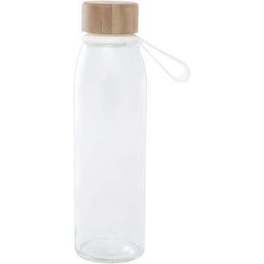 Logotrade promotional product picture of: Porto 500 ml glass water bottle with silicone handle and bamboo lid