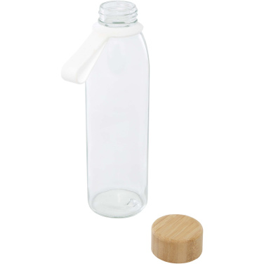 Logo trade promotional merchandise picture of: Porto 500 ml glass water bottle with silicone handle and bamboo lid