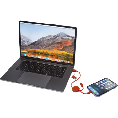 Logo trade promotional merchandise image of: Citala 5-in-1 recycled plastic 30 cm data sync and 27W fast charge cable