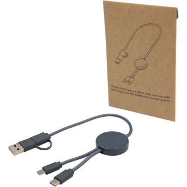 Logotrade corporate gift picture of: Citala 5-in-1 recycled plastic 30 cm data sync and 27W fast charge cable