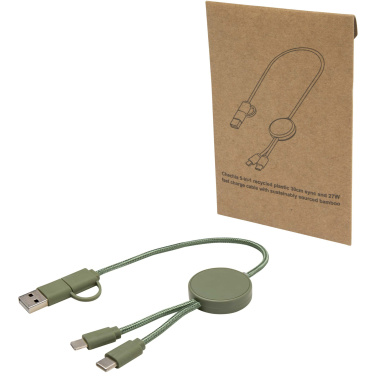 Logotrade business gifts photo of: Citala 5-in-1 recycled plastic 30 cm data sync and 27W fast charge cable