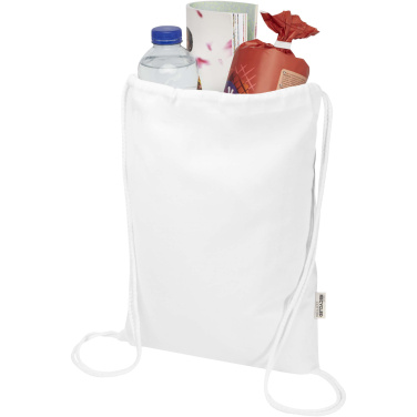 Logo trade promotional giveaway photo of: Oregon Blend 140 g/m² GRS recycled drawstring bag 5L