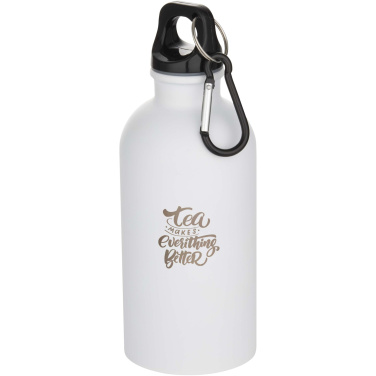 Logo trade promotional items picture of: Oregon 400 ml matte RCS recycled single wall stainless steel water bottle with carabiner