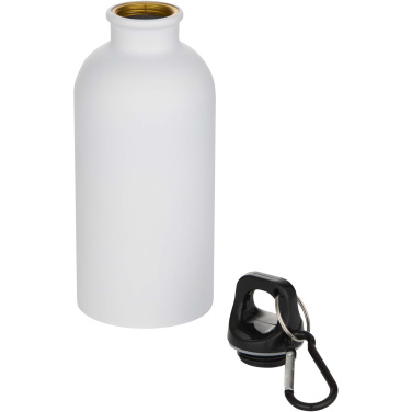 Logotrade business gift image of: Oregon 400 ml matte RCS recycled single wall stainless steel water bottle with carabiner