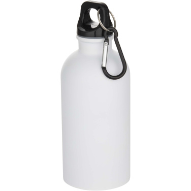 Logotrade promotional products photo of: Oregon 400 ml matte RCS recycled single wall stainless steel water bottle with carabiner