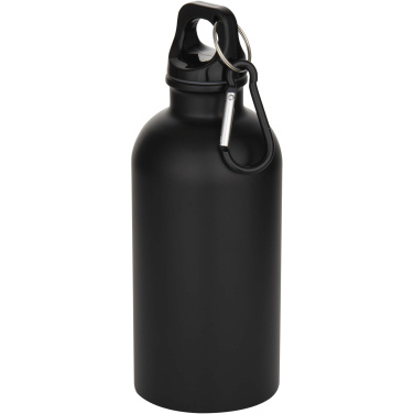 Logotrade corporate gift image of: Oregon 400 ml matte RCS recycled single wall stainless steel water bottle with carabiner