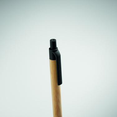 Logo trade advertising products image of: Push button ball pen in bamboo