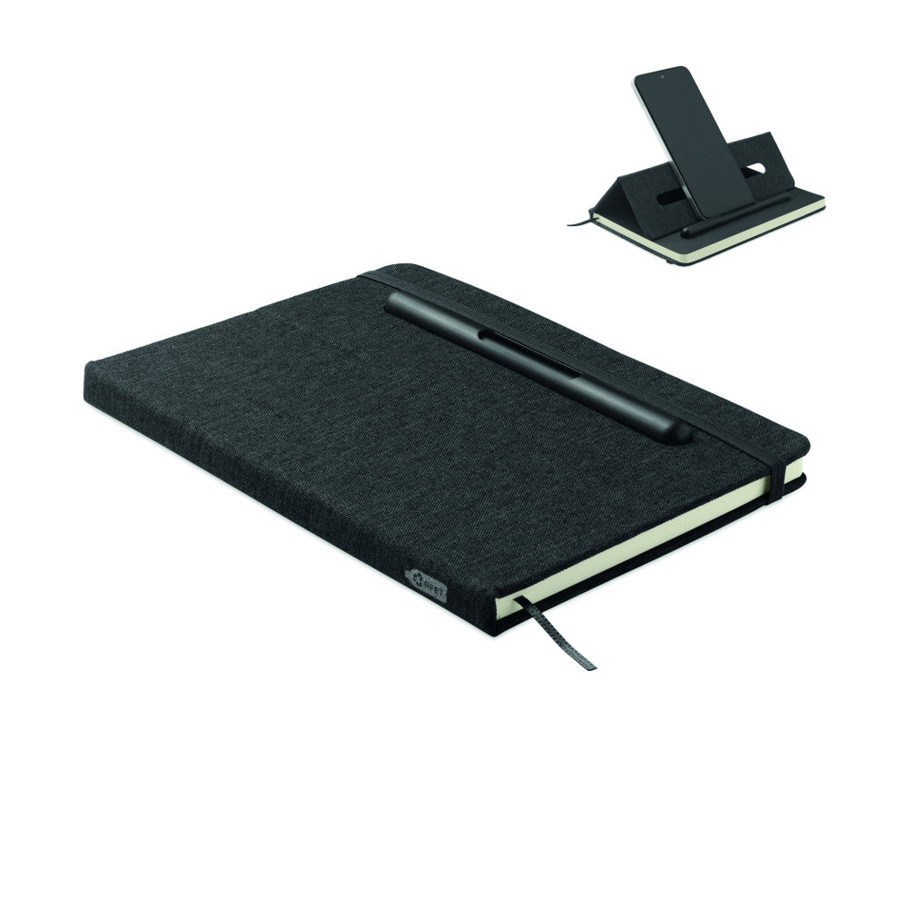 Logo trade promotional merchandise photo of: A5 notebook with phone holder