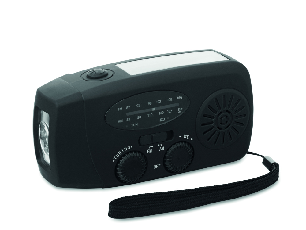 Logo trade promotional merchandise picture of: Portable radio SOS with LED torch