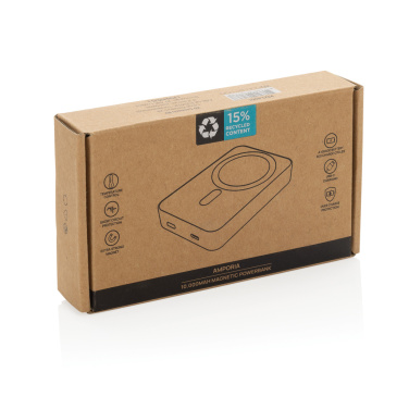 Logo trade promotional products image of: Amporia RCS recycled plastic 10.000mAh magnetic powerbank