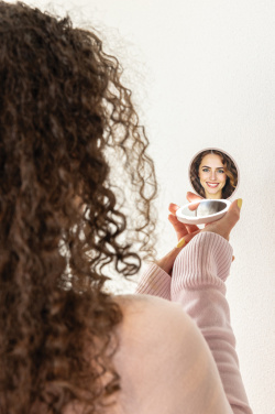 Logo trade promotional giveaways picture of: Lumora RCS recycled plastic LED re-chargeable make-up mirror