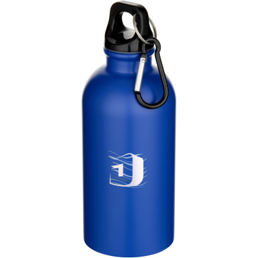 Logotrade promotional gift image of: Oregon 400 ml matte RCS recycled single wall stainless steel water bottle with carabiner