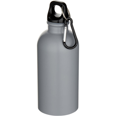 Logotrade promotional gift picture of: Oregon 400 ml matte RCS recycled single wall stainless steel water bottle with carabiner