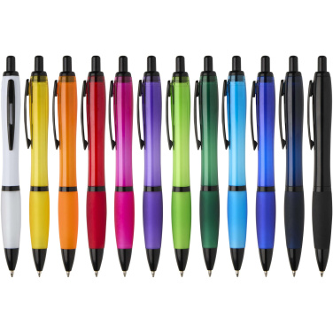 Logotrade corporate gift image of: Nash recycled plastic ballpoint pen with black trims (black ink)