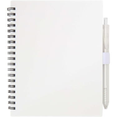 Logotrade promotional products photo of: Niove recycled plastic soft cover notebook and ballpoint pen set (blue ink)