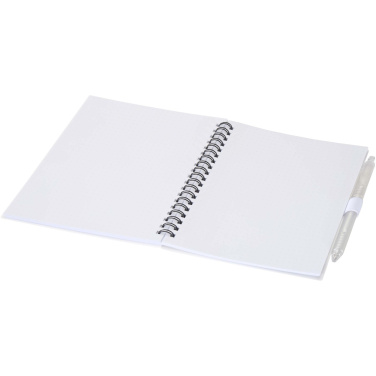 Logotrade promotional gift image of: Niove recycled plastic soft cover notebook and ballpoint pen set (blue ink)