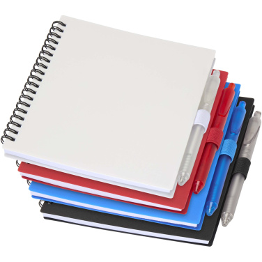 Logotrade promotional giveaways photo of: Niove recycled plastic soft cover notebook and ballpoint pen set (blue ink)